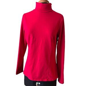 Two Coldwater Creek Supima Cotton Knit Turtleneck S (6-8) Blue & Red Long Sleeve